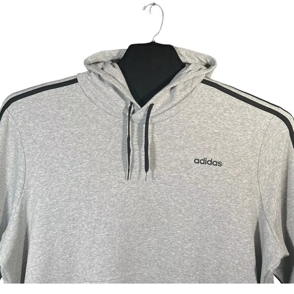 Adidas Men's Frech Terry Pullover Hoodie 4XL Gray/Black Logo Front 3-Stripe Top - Picture 11 of 11